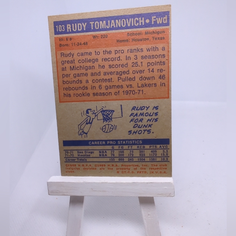 1972 Topps 103 Rudy Tomjanovich - Picture 7 of 10